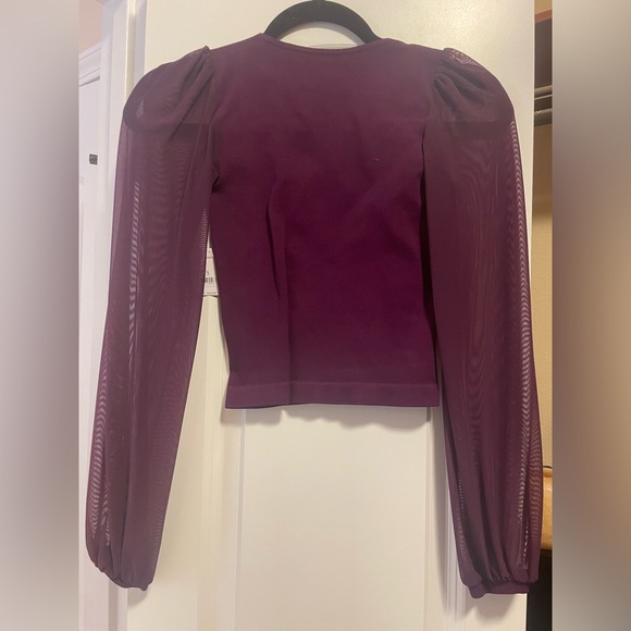 Free Peoople Plum Purple Balloon Sleeve Crop Top - Picture 2 of 4